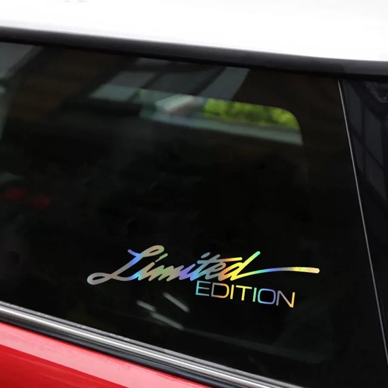Black laser reflective car sticker with text design for vehicle decoration
