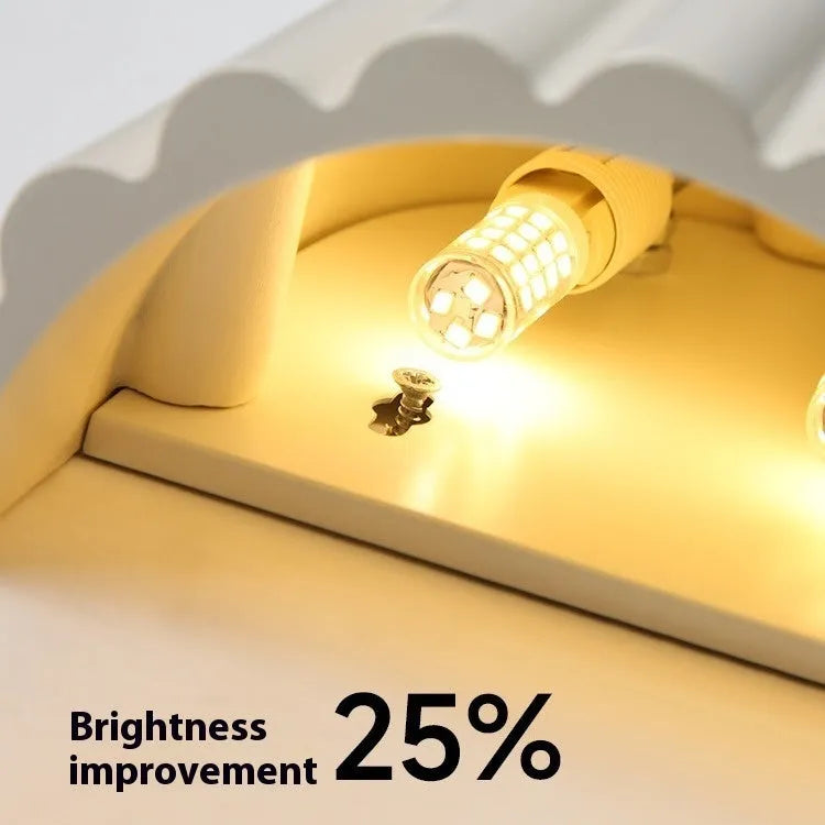 Modern simple decorative wall lamp in beige with full spectrum warm light, metal ironwork and resin construction