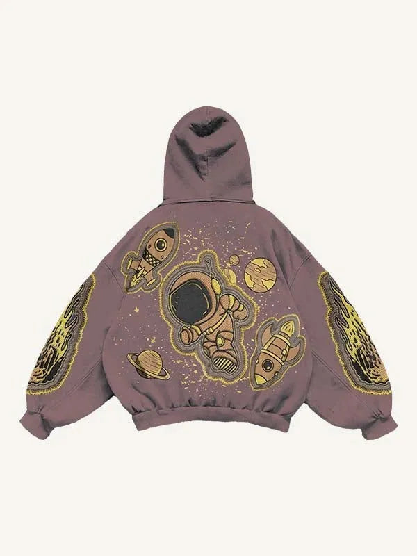 Fashion casual printed polyester sweater in loose fit, colourful pattern, size XS to 3XL