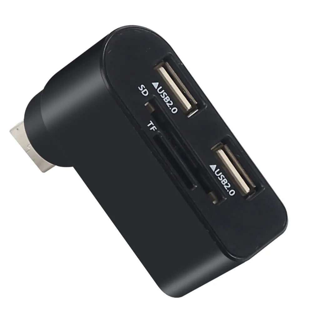 USB 2.0 HUB 3-port splitter docking station with multi-function card reader in black colour