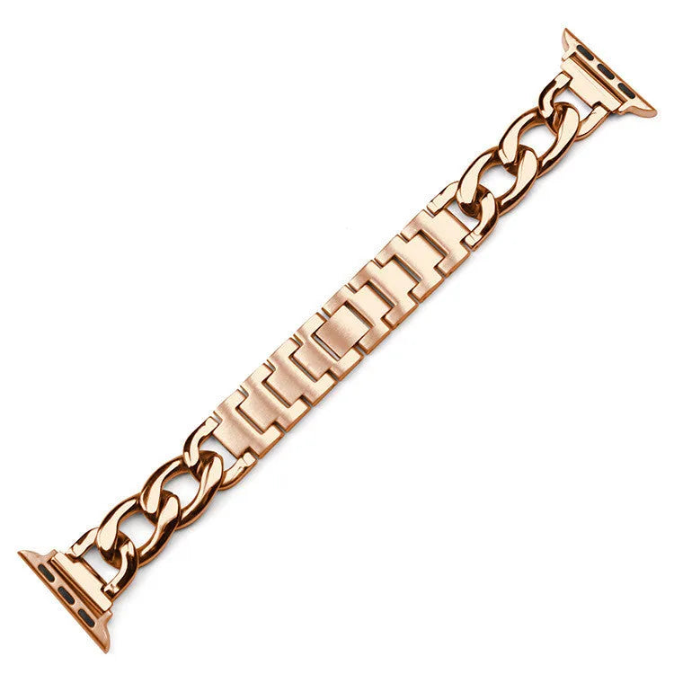 Metal single row denim chain watch strap compatible with Apple Watch in black colour