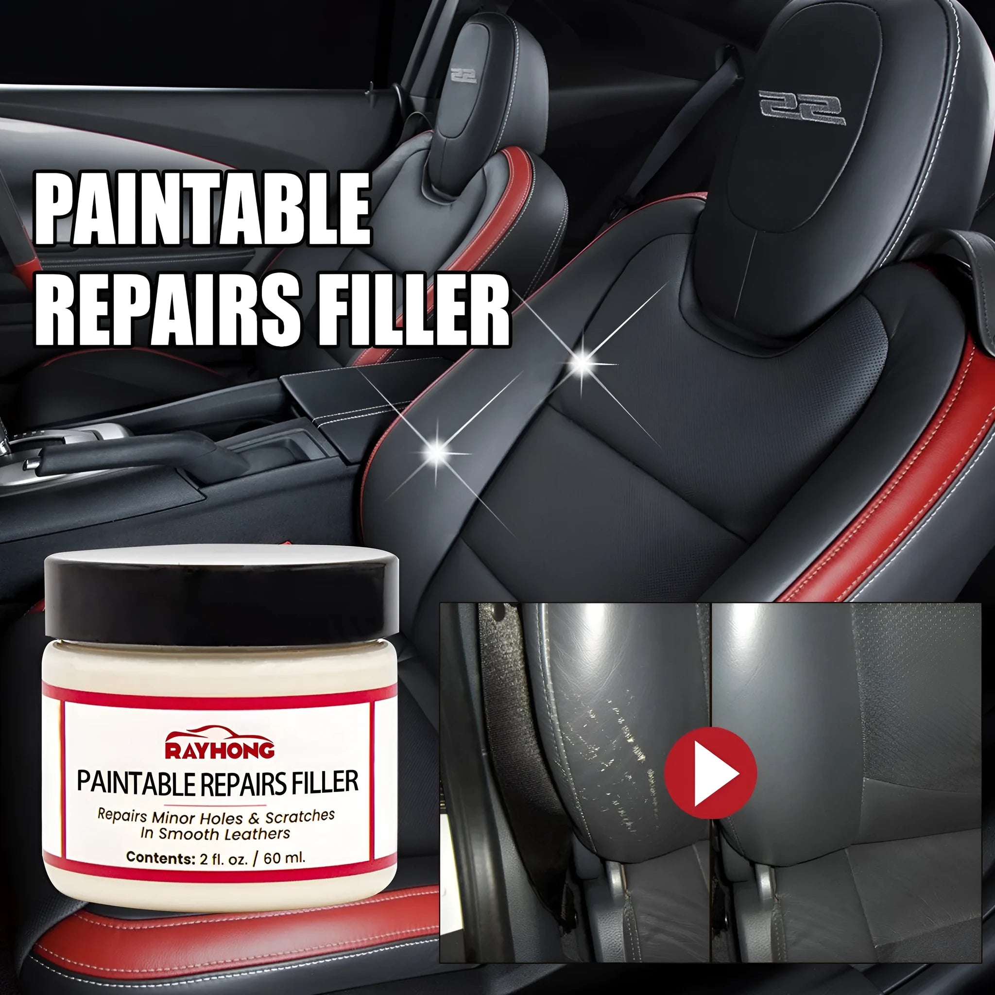 60ml leather repair paste in 5x4.4cm container for car seat and sofa scratch restoration
