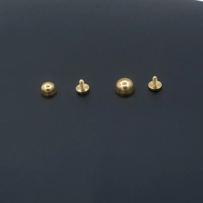Brass decorative buckle foot nail accessories in round and bucket designs for leathercraft projects
