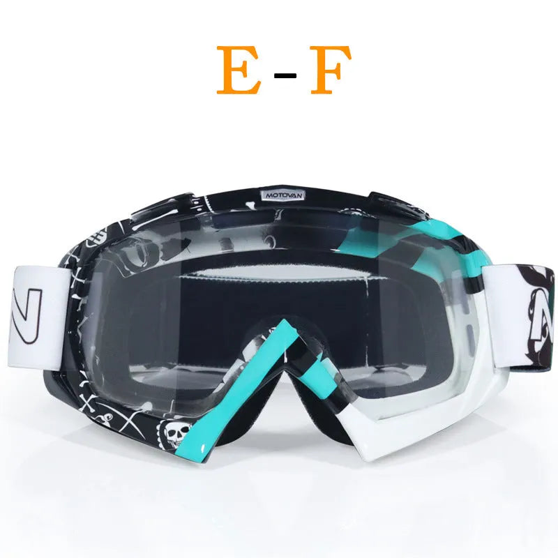 Unisex off-road riding goggles with ABS frame and interchangeable lenses, windproof design, available in multiple colours