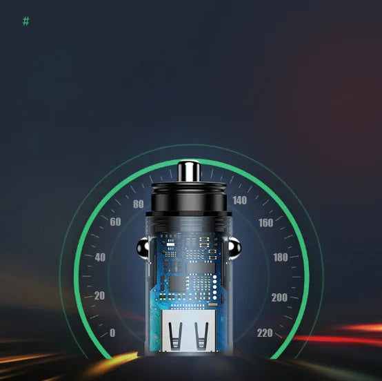 Black USB car charger with 4.8A fast charging plugged into a vehicle power socket.