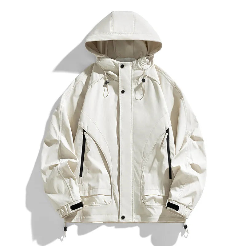 Rabbit fur and modal fabric hooded jacket in a loose, trendy fit shown in a choice of colours.