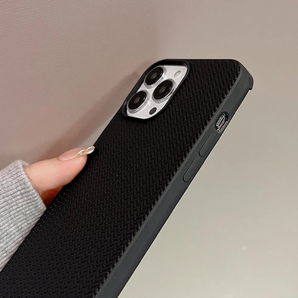 Knitted solid TPU phone case for Apple iPhone in black sweater colour