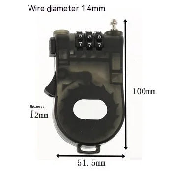 Retractable helmet lock with ABS plastic housing and extended wire rope