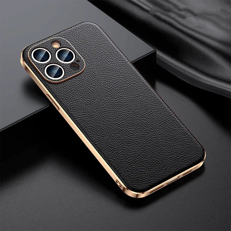 Leather protective case for iPhone 11 to 15 back cover, solid colour, sleek design, multiple colour options available