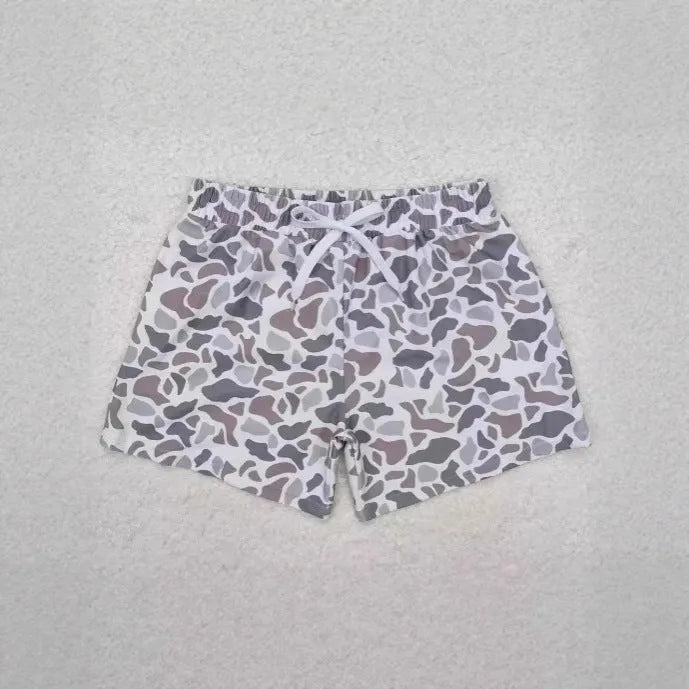 Children's straight-leg polyester sports casual shorts shown in one of six colour variants, sized for ages 100cm to 160cm.