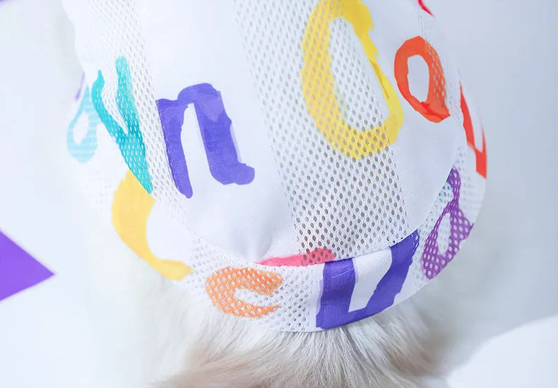 Colourful anti hair loss breathable mesh cat vest made from polyester on a cat