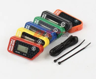 Black waterproof LCD digital maintenance reminder timer for ATV motorcycle boat and lawn mower.