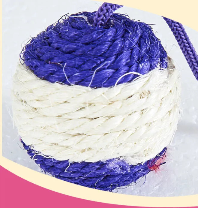 Paper sisal ball cat toy 20x4.5cm on neutral background for pet play