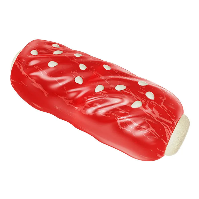 Hard plastic rod-shaped dog chew toy in a primary colour.
