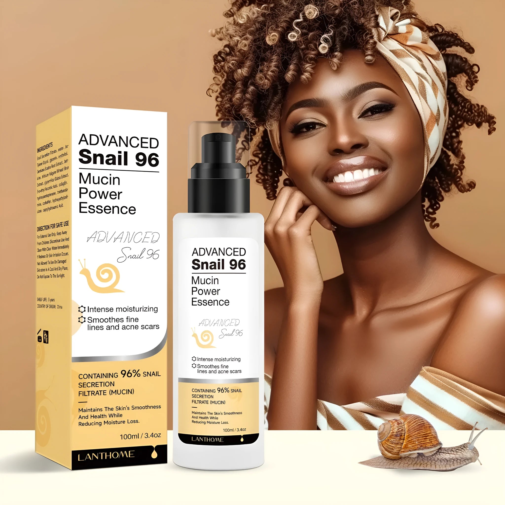 Snail Snail Serum 100ml bottle of moisturising facial essence liquid with snail secretion filtrate