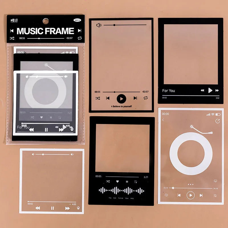 Frame Series retro decorative stickers pack with 15 transparent PET sheets