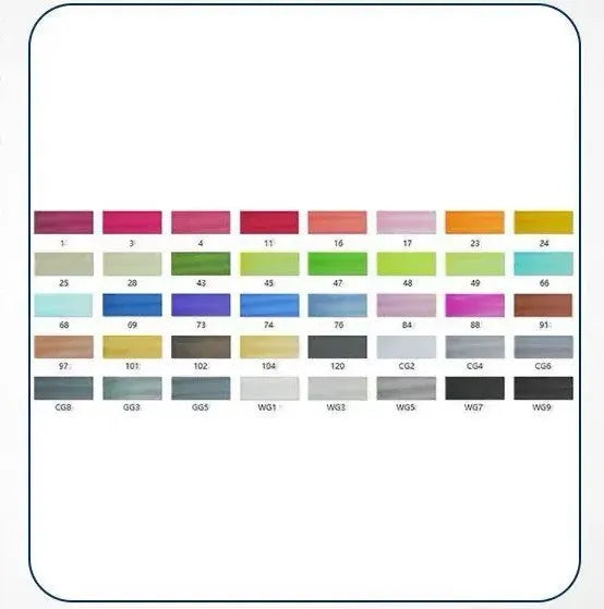 Set of double-headed alcohol oily colour markers with round and inclined nibs for professional art and design work.