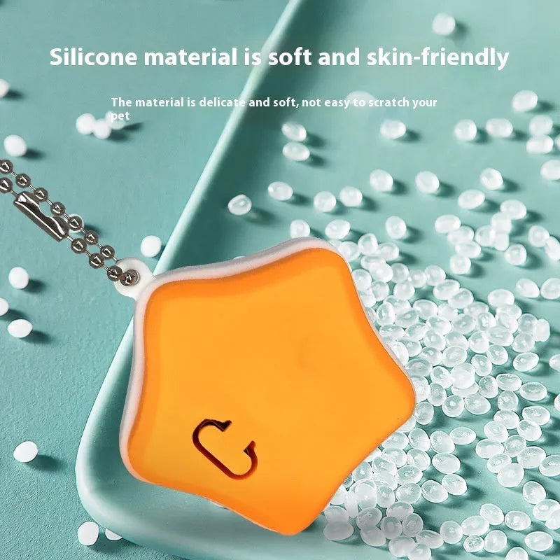 Blue rechargeable silicone pendant safety light for pets with three lighting modes