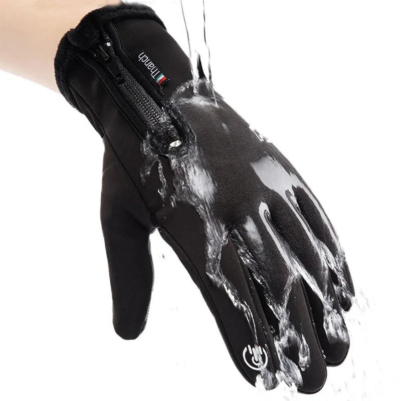 Winter gloves touchscreen non-slip waterproof windproof unisex black grey cycling ski sport gloves
