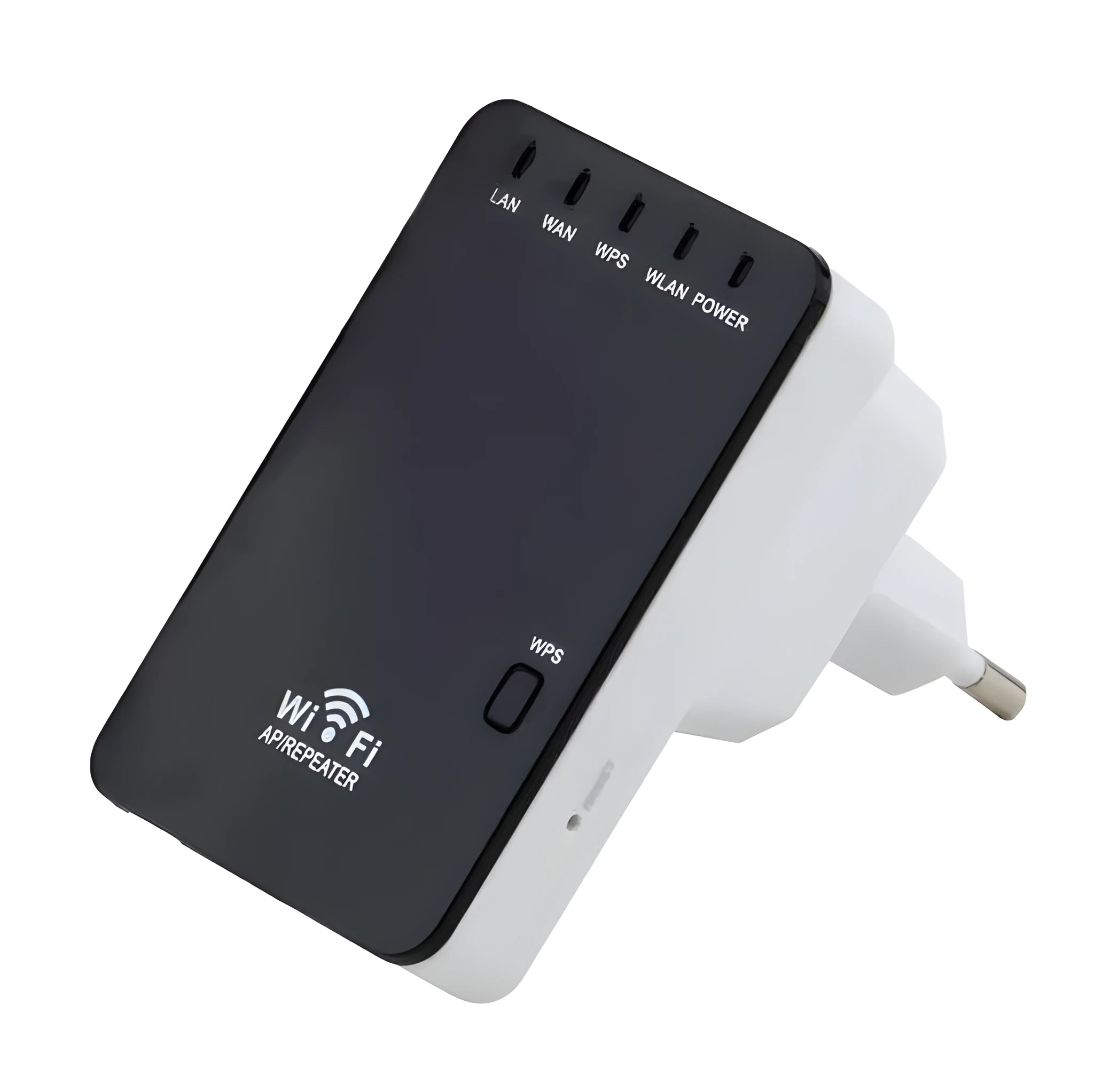 300Mbps mini wireless router with compact design showing WPS button and LAN ports