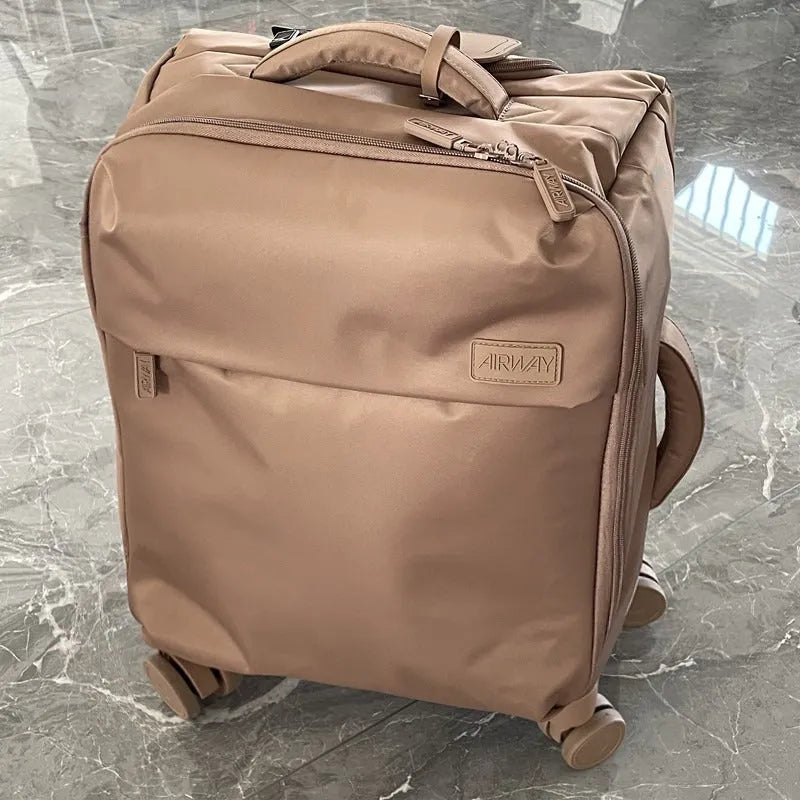 20-inch waterproof Oxford cloth luggage suitcase with universal wheels in bluestone green colour