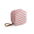 Cloth cube-shaped makeup storage bag with a plain pattern, shown in blue, pink, white, and white pink colour options