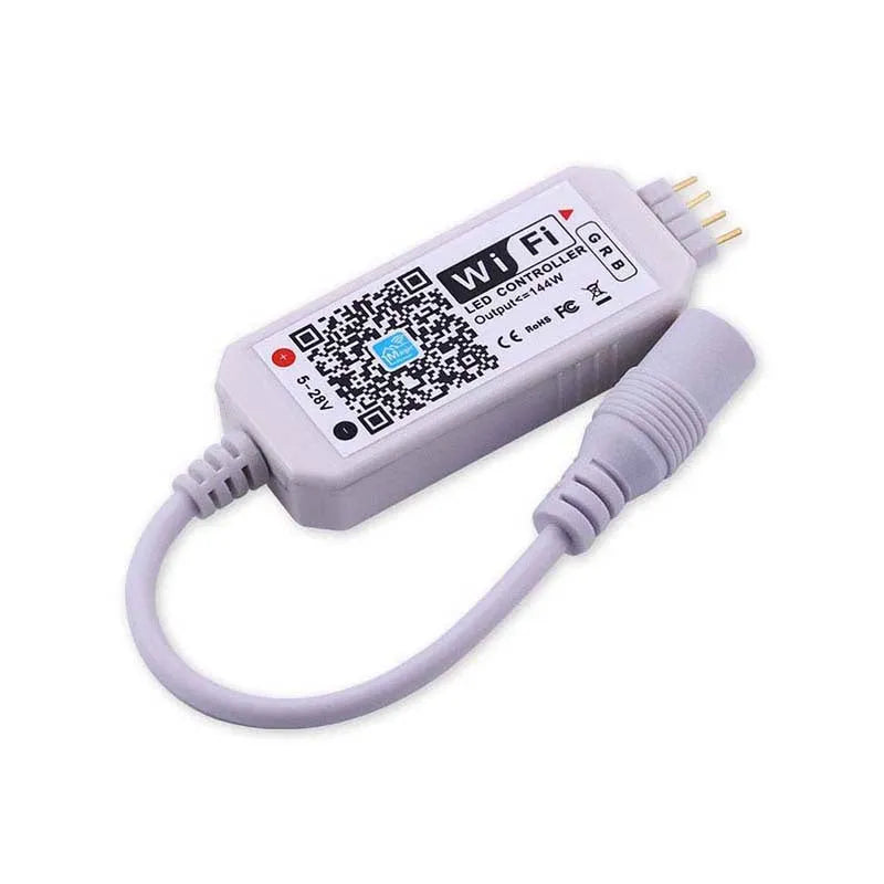 White WiFi LED light controller with dimensions 53x24x11mm for RGB strip lights