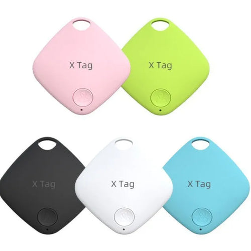 Circular Bluetooth anti-lost tracker device in black colour with key ring attachment