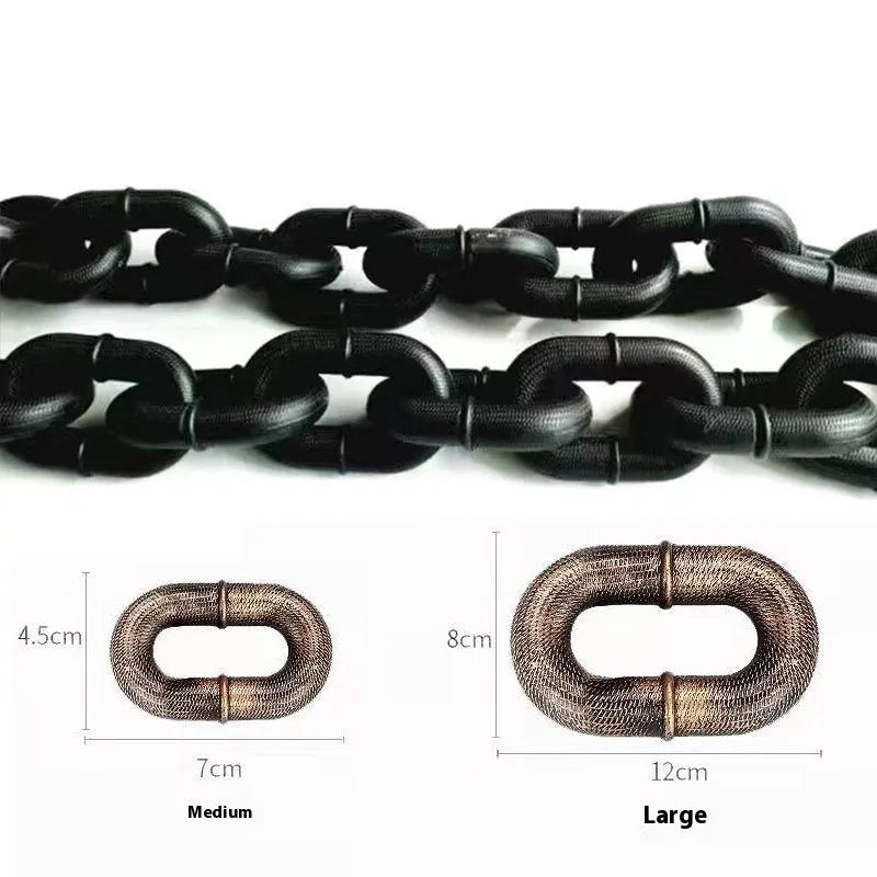 Simulated dog leash filming prop with rough rope design in antique bronze finish