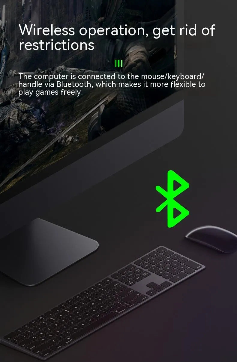 Black USB Bluetooth and network adapter with nickel-plated wolf tooth interface for Windows PC connectivity