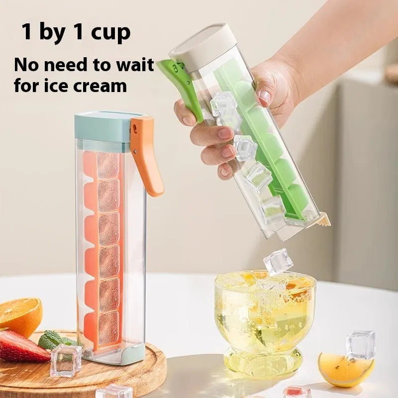 Food grade press-release ice cube tray with storage box in Maldives colour or pearl white.