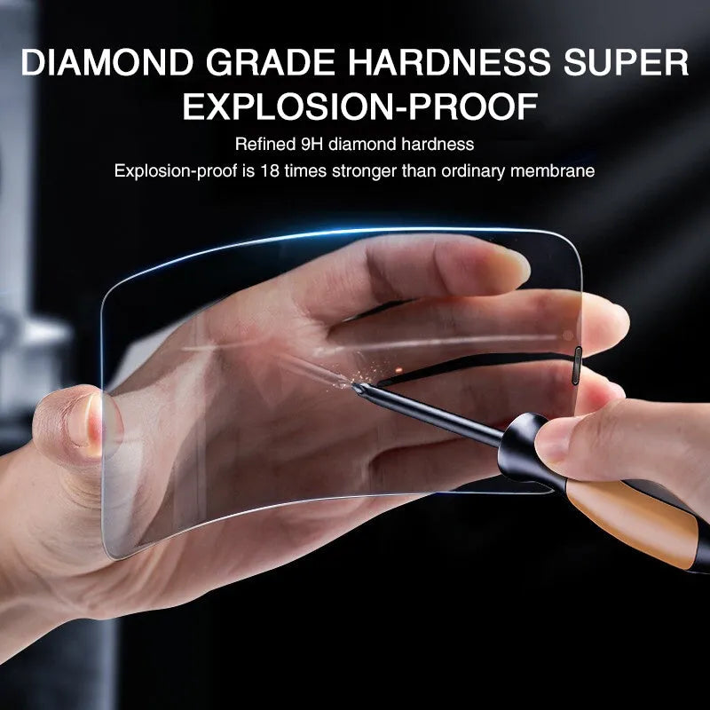 Anti-peeping tempered glass screen protector for Apple iPhone showing privacy angle limitation
