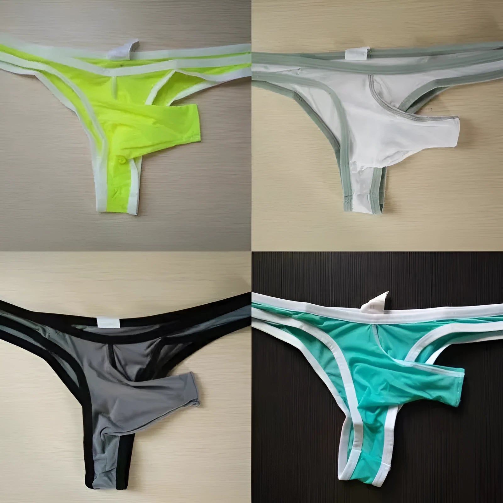 Men's Ice Silk briefs in multiple colours showing elephant nose pouch design on a white background.