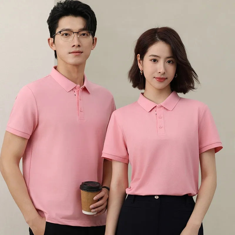 Solid colour cotton blend polo shirt for catering workwear in multiple colours and sizes.