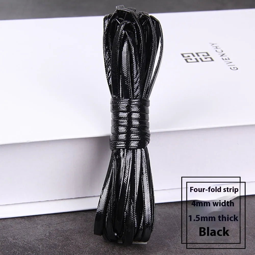 PU leather woven string cord in multiple colours showing different width options for crafting