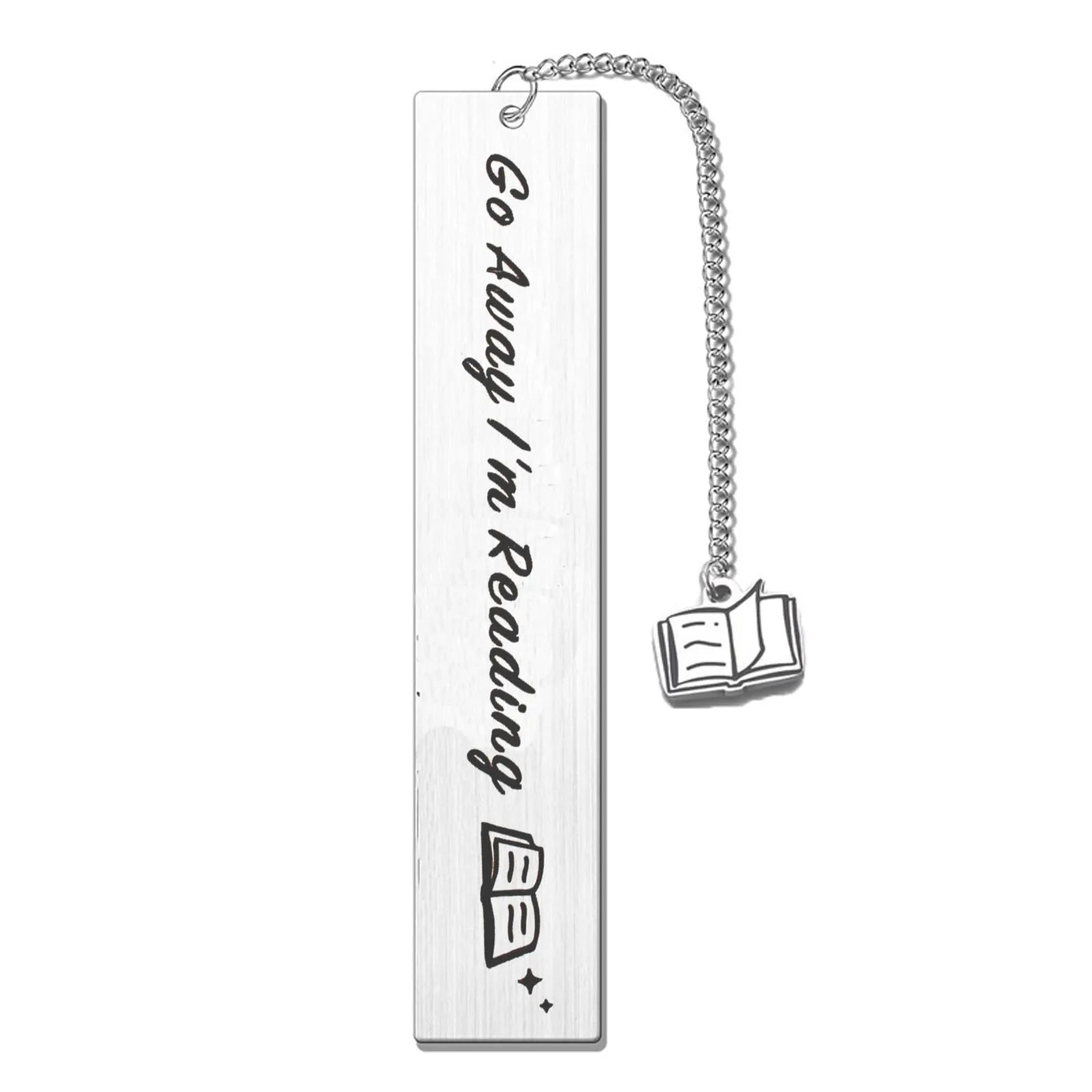 Stainless steel literary bookmark with tassel measuring 13 by 2.6 centimetres