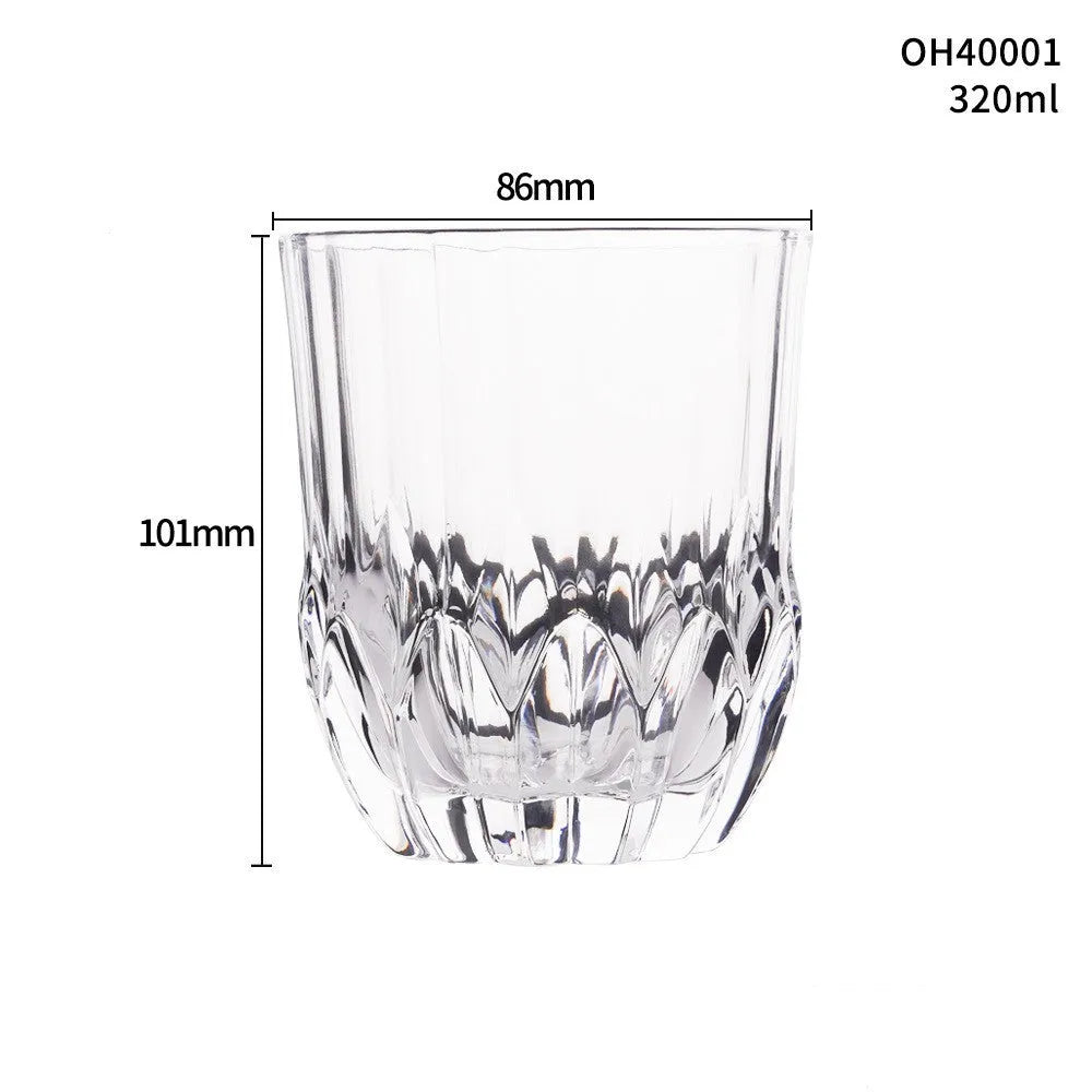 Thick-bottomed crystal whisky shot glass shown in an amber colour finish.