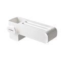 White plastic wall-mounted kitchen knife rack for utensil storage