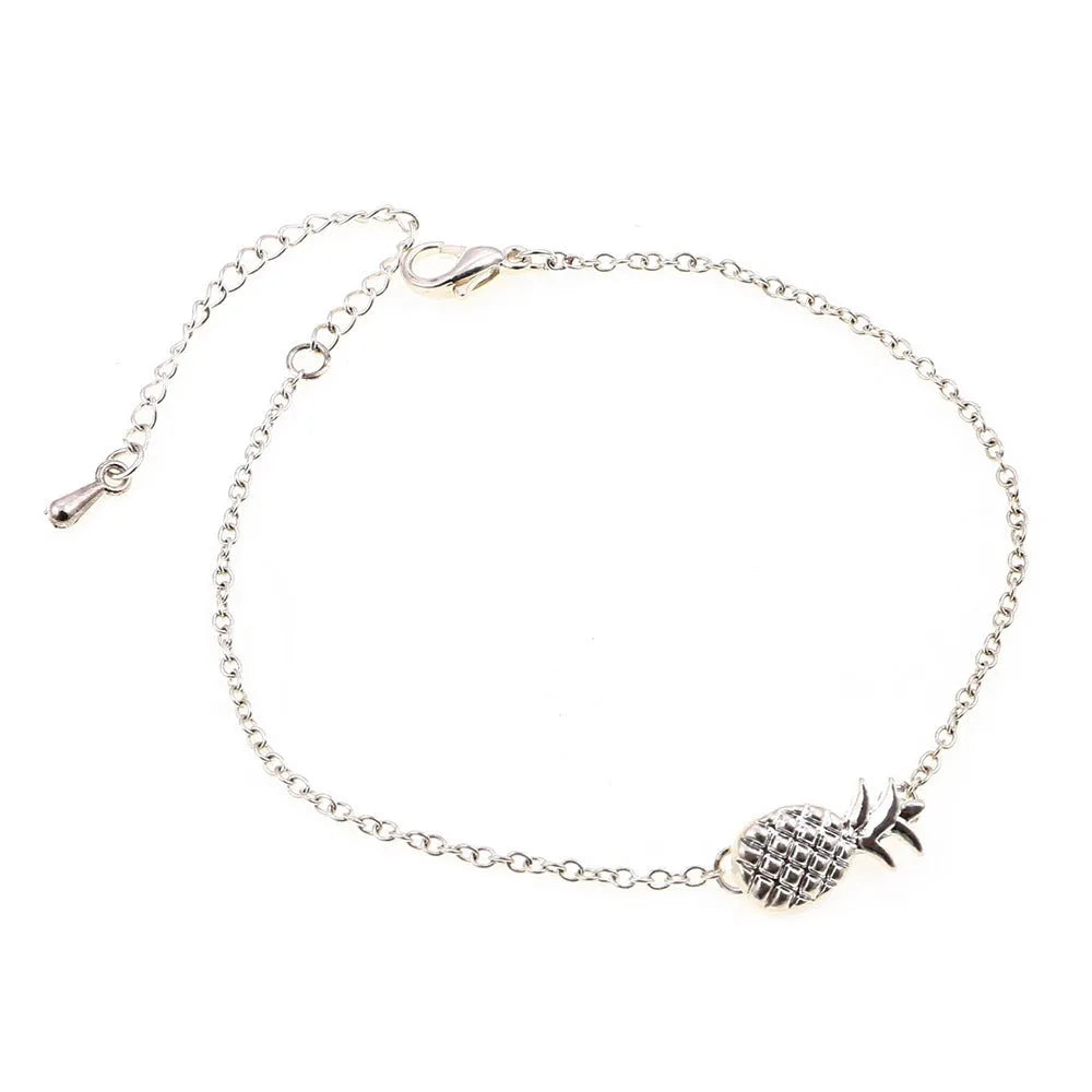 Alloy pineapple bracelet in gold finish, simple fruit shape, women's trendy cute accessory from XINGX series