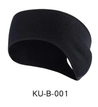 Fleece sports headband for running with ear coverage ponytail slit