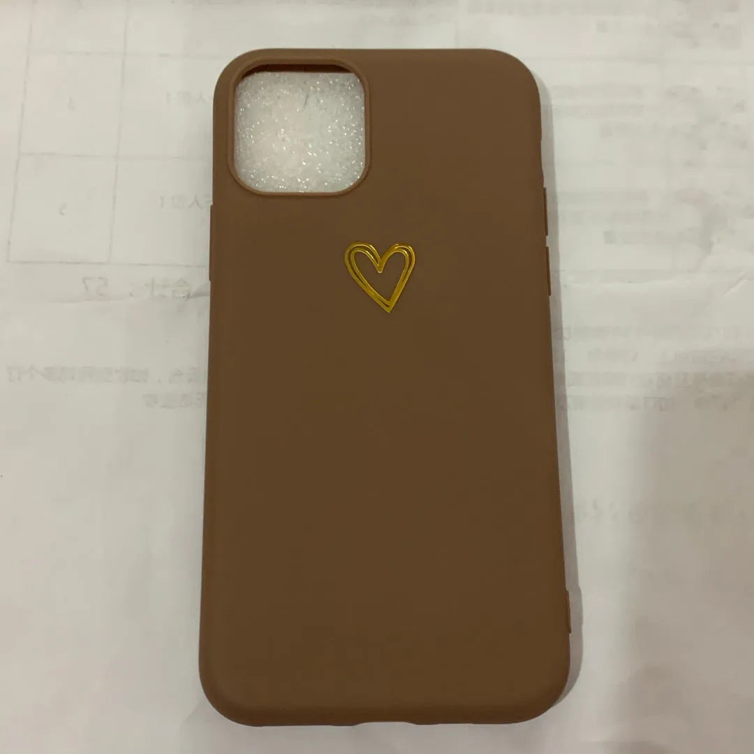 Simple hand-painted love design matte TPU iPhone case in cold wind colour with lanyard holes