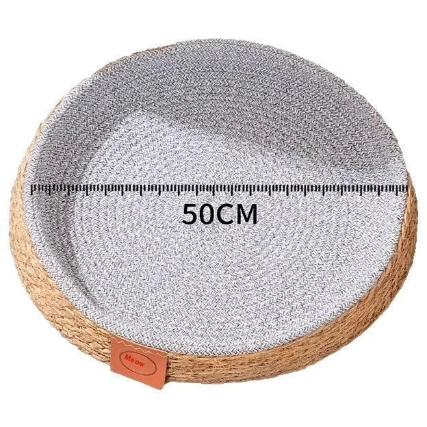 Natural rattan cat bed nest shown in a small size, suitable for a domestic cat.