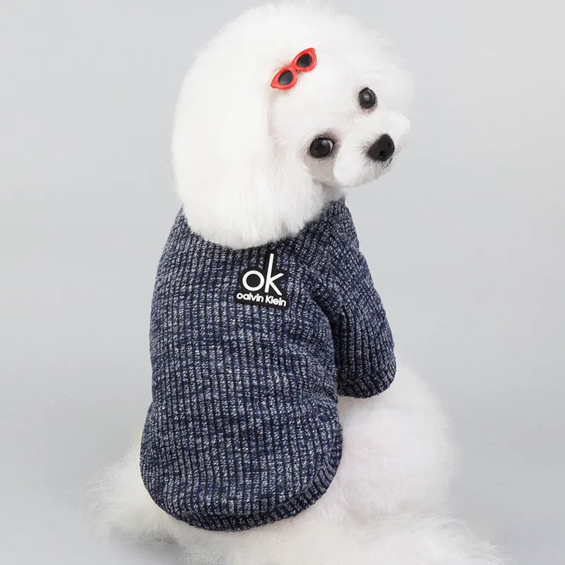 Wool pet sweater for dogs and cats in multiple colours including coffee, wine red, black, and blue