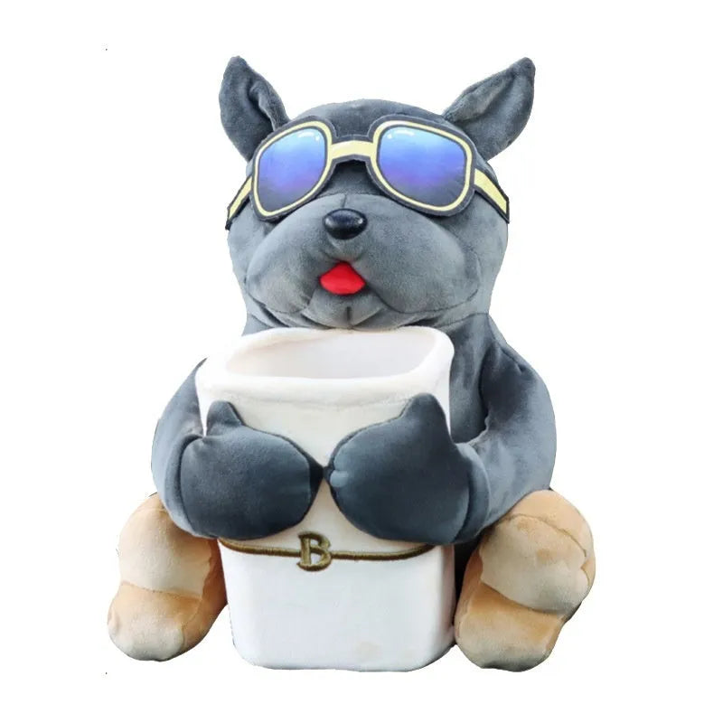 Plush car tissue box hanging on vehicle armrest with character design options