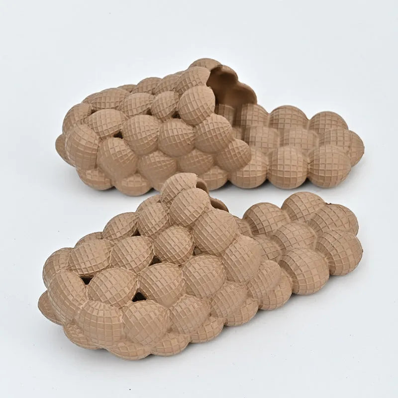 Creative Herringbone Baotou thick-soled bathroom slippers in orange, EVA sole with textured tread and upturned toe