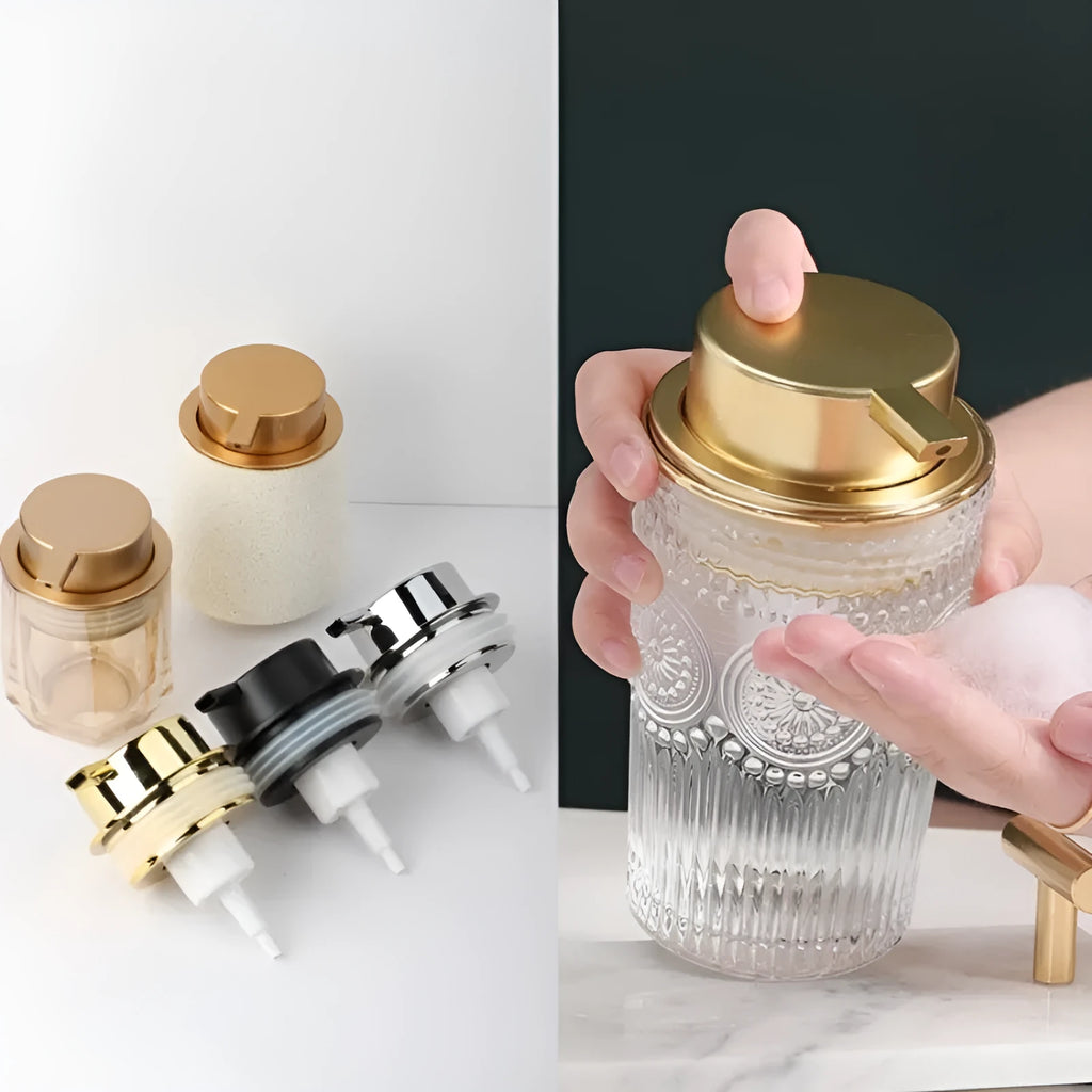 ABS plastic hand-push foam pump for facial cleanser in metallic finishes