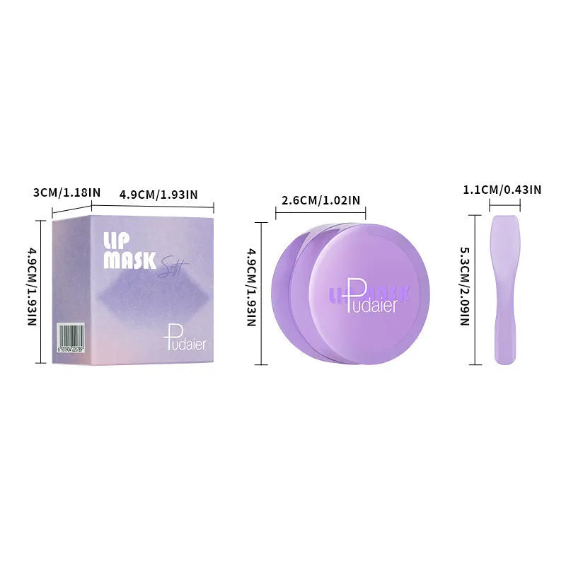 Exfoliating lip balm treatment with scraper tool in packaging