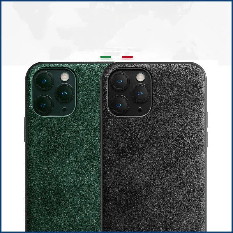 Suede full-cover phone case for iPhone in dark blue luxury style