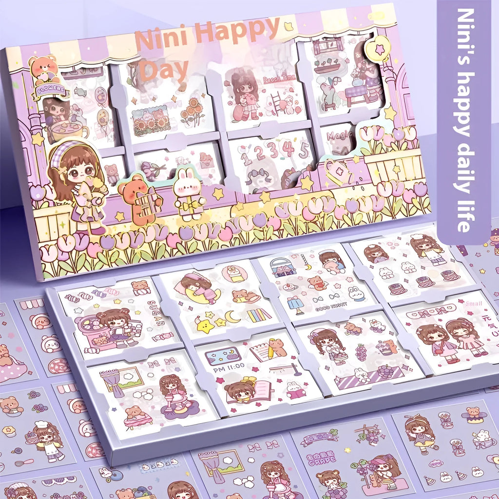 Children's sticker card notebook set with multiple colourful printed designs