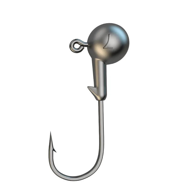 Set of 50 enhanced strength lead-headed jig hooks in primary colours for fishing